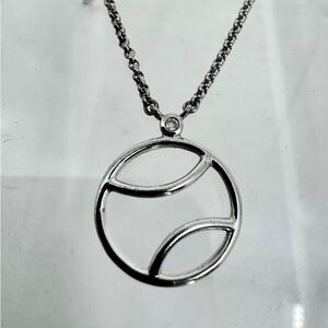 Modern Sterling Silver 925 Pendant Necklace with Diamond Accent. 17”